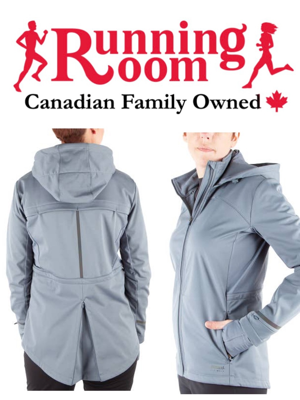 NWT Running Room Light Grey Hooded Softshell Jacket